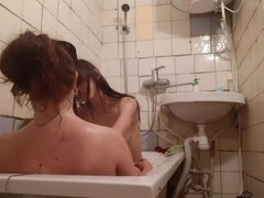 Salle de bains, Gros cul, Couple, Doigter, Hd, Réalité, Russe, Nénés