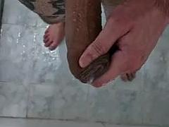 Enthousiasteling, Grote lul, Homo, Handbeurt, Masturbatie, Douche, Alleen