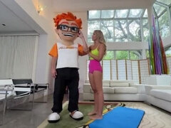 Blondine, Blasen, Sperma im mund, Schwanz, Hundestellung, Handjob, Hardcore, Titten