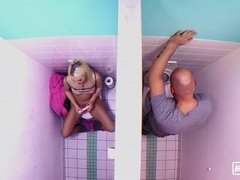 Cul, Salle de bains, Blonde, Tir de sperme, Hard, Chatte, Adolescente, Nénés