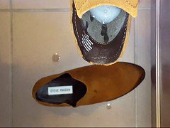 Cute blonde's boots getting a huge cumshot - she wears them!