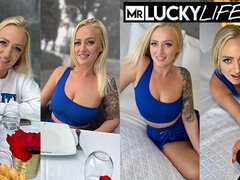 Grosser arsch, Grosse titten, Blondine, Blasen, Hd, Lingerie, Ablutschen