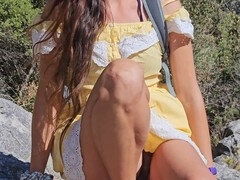 Nahaufnahme, Kleid, Füsse, Behaart, Milf, Muschi, Elasthan, Unter dem rock