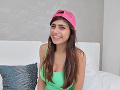 Mia Khalifa flirts in front of a stud with a fat shaft