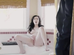 Masturbation and sex in bathroom and bedroom of cutie and boyfriend