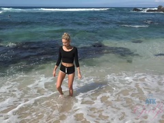 Strand, Bikini, Blondine, Freundin, Pov, Geschwollene nippel, Muschi, Rasiert