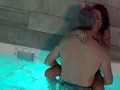 Hot swinger duo encountered and fuck in hot tub part 1