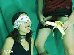 Guess the taste, blindfold, sloppy blowjob