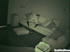 Watch this kinky teen get caught rubbing one out in the office
