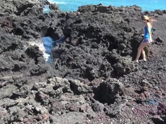 Playa, Penetracion con dedos, Despelote, Novia, Masturbación, Coño, Afeitado, Chorro