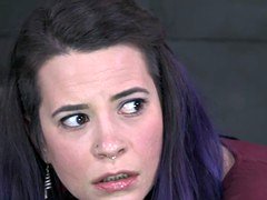 Gagged submissive punished on a sybian