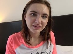 Brunette spinner Kelsey Kage pleasuring her stepbro in POV