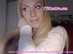 Attractive Blonde T-Girl masturbating  Part 4
