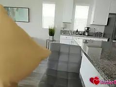 Aziatisch, Pijpbeurt, Bruinharig, Hd, Klein, Rijden, Tiener, Tieten likken