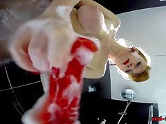 Bad, Dildo, Handjob, Reif, Nylon, Muschi, Dusche, Solo