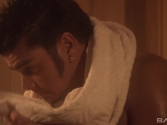 Morena, Peludo, Latina, Coño, Sauna