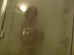 Sexy chick with big tits gets recorded by boyfriend in the shower