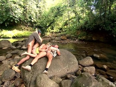 アナル, ブロンド, イく瞬間, ダブル開発, 顔射, アウトドア, 三人