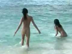 Plage, Lesbienne, Nudiste, Adolescente