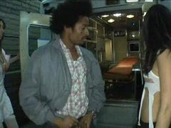 Young and horny nurses are checking the functionality of his black dick