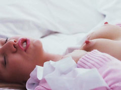 女, オーガズム, 小柄, ロシア人, 女子高生, 一人, ティーン, オッパイの