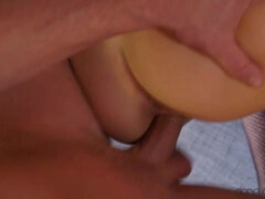 Chica, Verga grande, Novio, Sexo duro, Ruso, Medias largas