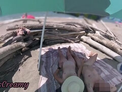 Exhibitionist Wife Gives Risky Handjob on Nudist Beach - Amateur MILF & Big Cock Public Cumshot