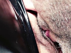 Nice licking of my pussy in latex catsuit