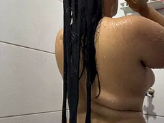 デカパイ, 乳首, 公共, シャワー, オッパイの, ウェブカメラ