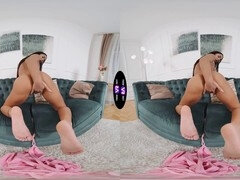 Fit black angel slowly strips out of her sundress for a sexy tease