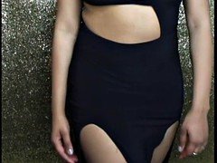 Leie, Schwarz, Kleid, Schwarz, Spanner