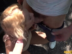 Culo, Rubia, Mamada, Coche, Europeo, Tacones, Perforación, Público