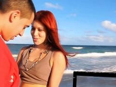 Naughty Latina babe hammered in the ass on a beach in Florida