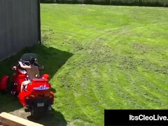 Wild Webcammer Its Cleo Mounts A Tractor & A Dildo!