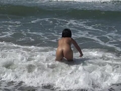 Strand, Bruinharig, Bedriegen, Europees, Hd, Huisgemaakt, Orgasme, Openbaar