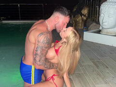 Beauty Frances Bentley with fake tits gets a hard fuck and orgasm