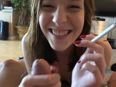 お尻, 茶髪の, 足コキ, 彼女, 手コキする, ジーンズ, オマンコ, 喫煙