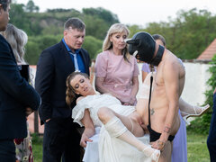 Real cuckold sex in the backyard during wedding ceremony along with family