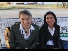 Leie, Blondine, Blasen, Lingerie, Öffentlich, Muschi, Dürr, Titten