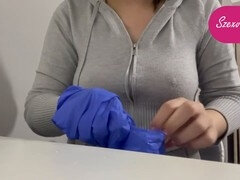 Pijpbeurt, Handschoenen, Handbeurt, Hd, Reusachtig, Latex, Zuigen, Tieten likken