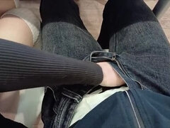 Hochschule, Paar, Schwanz, Handjob, Hd, Selbstgemacht, Socken, Student
