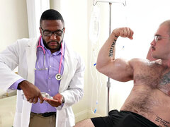 Muscles fetish Black doctor jerks hunk in his infirmary