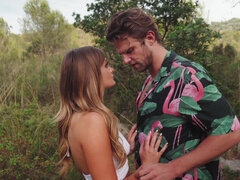 Pijpbeurt, Brits, Bruinharig, Lul, Europees, Likken, Natuurlijke tieten, Buiten