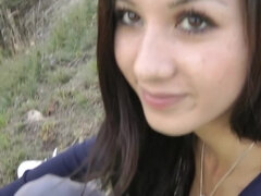 Blowjob, Brunette, Facial, Public, Student