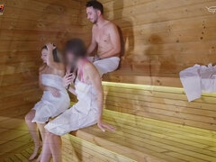 Leie, Schwanz, Fetisch, Wichsen, Masturbation, Öffentlich, Sauna, Flotter dreier
