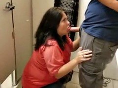 Wife Giving Blowjob in Shopping Mall Trial Room