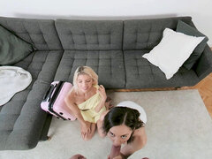 Cheerful blonde Missy Luv invites Shrima Malati for a threesome