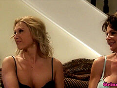 お尻, キッチン, レズビアン, ペニスバンド