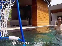 Jenna Reid takes a deep dicking after a relaxing pool swim