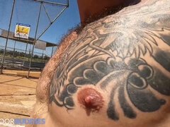 Tatted Baseball Playes Has Hole Batted By Jock- NDB